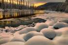 Sunrise snow pillows, Bow River, Canada Art Print